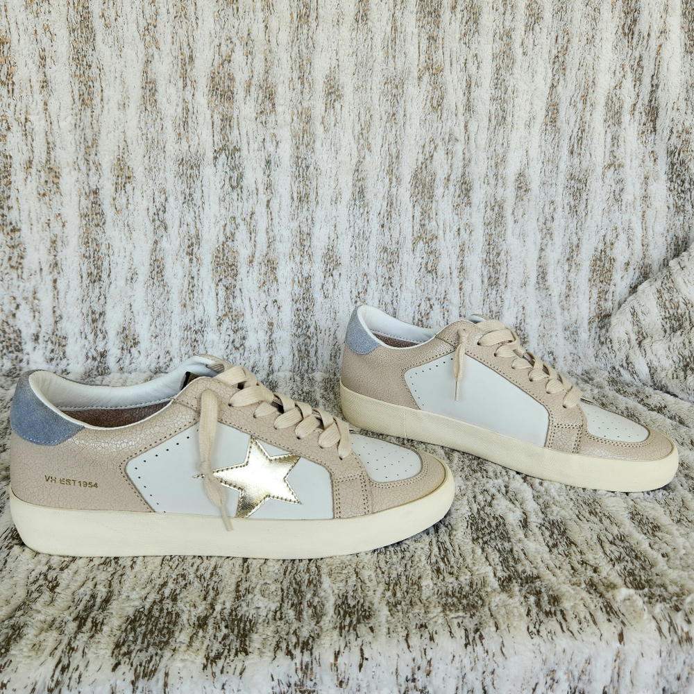 Vintage Havana "Reflex 11" Low Leather Sneakers Gold/Blush | Women's Size 11 - Picture 8 of 13